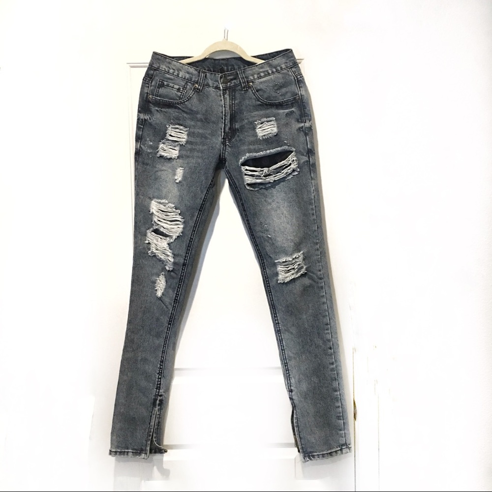 Designer ripped jeans